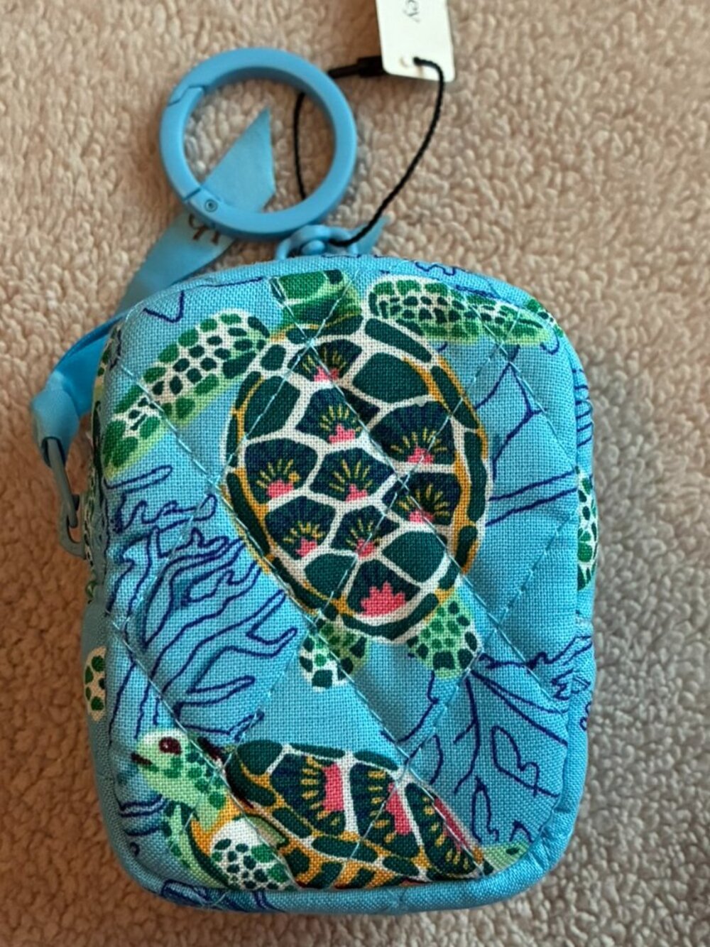 Vera Bradley Large Essential Earbud Bag Charm airpod sea turtles and coral exact